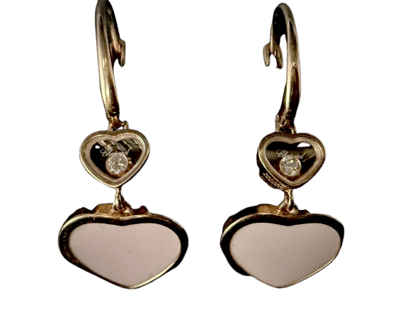 Boucles d'oreilles Chopard Happy Hearts - Boucles d'oreilles en or rose et diamant 58 Facettes Boucles 05