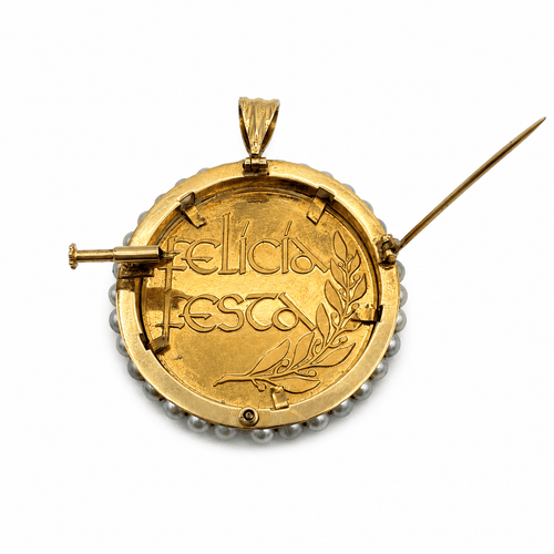 Pendentif Médaille religieuse vintage - Pendentif broche en or jaune et perles 58 Facettes 1.0001414/1