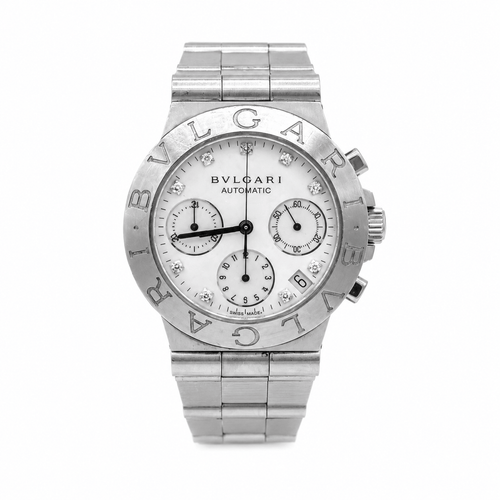 Montre Bulgari Diagono - Montre chronographe automatique en acier et diamants 58 Facettes 1.0001476/4