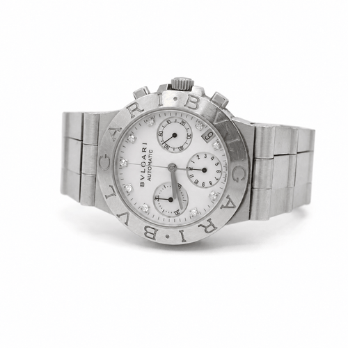 Montre Bulgari Diagono - Montre chronographe automatique en acier et diamants 58 Facettes 1.0001476/4