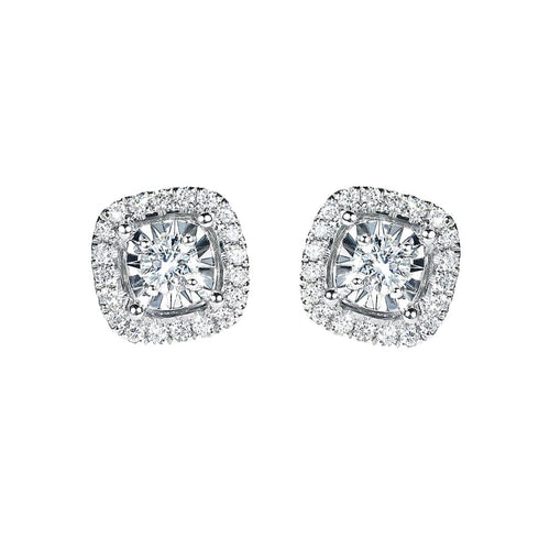 Boucles d'oreilles Embrace - Boucles d'oreilles halo en or blanc 18K et diamants 58 Facettes GER1353WG