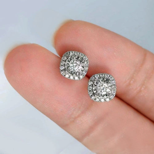 Boucles d'oreilles Embrace - Boucles d'oreilles halo en or blanc 18K et diamants 58 Facettes GER1353WG