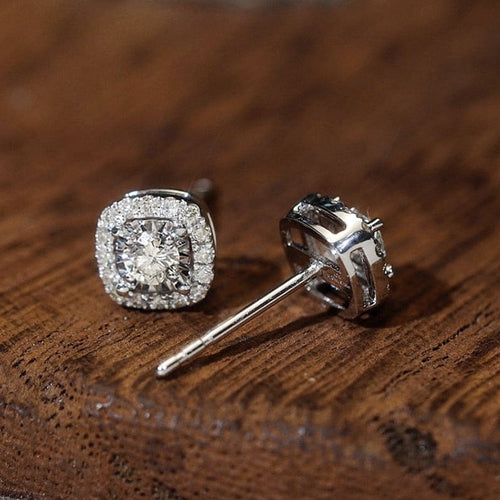 Boucles d'oreilles Embrace - Boucles d'oreilles halo en or blanc 18K et diamants 58 Facettes GER1353WG