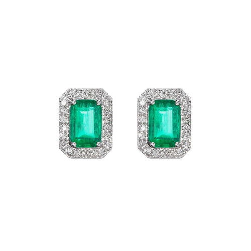Boucles d'oreilles AITCHES - Boucles d'oreilles en or blanc, émeraudes et diamants 58 Facettes GER1319WG