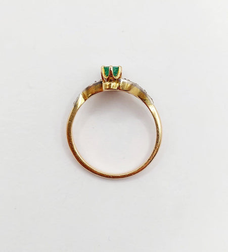 Bague 51.5 Bague tourbillon antique en or 18k, émeraude et diamants 58 Facettes A07258
