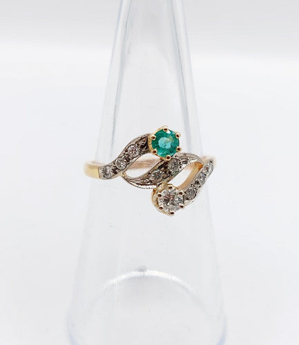 Bague 51.5 Bague tourbillon antique en or 18k, émeraude et diamants 58 Facettes A07258