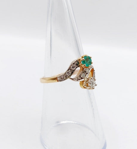 Bague 51.5 Bague tourbillon antique en or 18k, émeraude et diamants 58 Facettes A07258