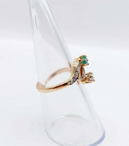 Bague 51.5 Bague tourbillon antique en or 18k, émeraude et diamants 58 Facettes A07258