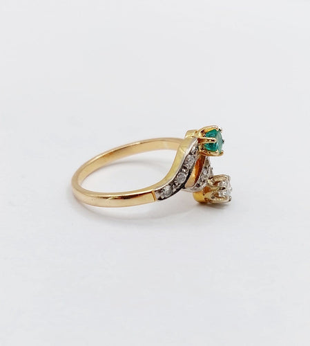 Bague 51.5 Bague tourbillon antique en or 18k, émeraude et diamants 58 Facettes A07258