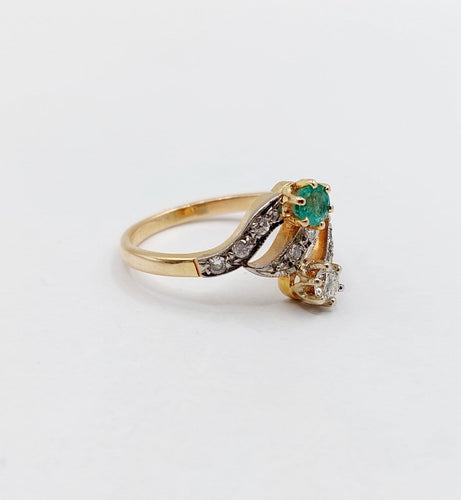 Bague 51.5 Bague tourbillon antique en or 18k, émeraude et diamants 58 Facettes A07258