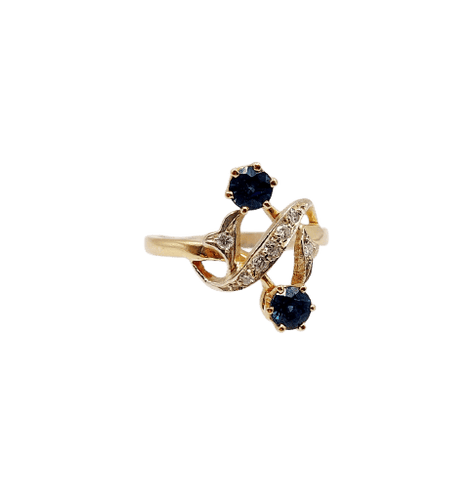 Bague 47 Bague toi et moi antique en or 18k, saphirs et diamants 58 Facettes A07260
