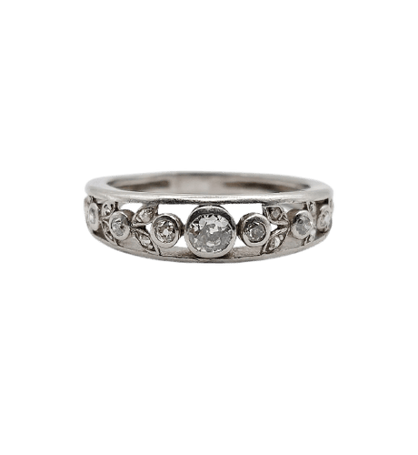 Bague 54 Bague jarretière Art déco en platine et diamants 58 Facettes A07266