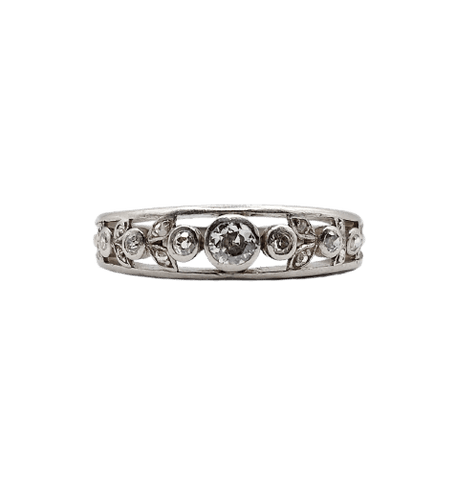 Bague 54 Bague jarretière Art déco en platine et diamants 58 Facettes A07266