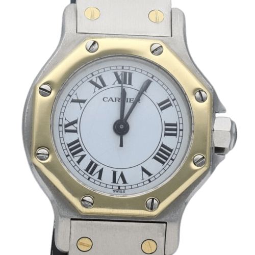 Montre Cartier Santos - Montre ronde octogonale en or jaune et acier 58 Facettes MT46783