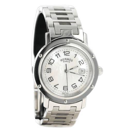 Montre Hermès Clipper - Montre en acier et diamants 58 Facettes MT46111