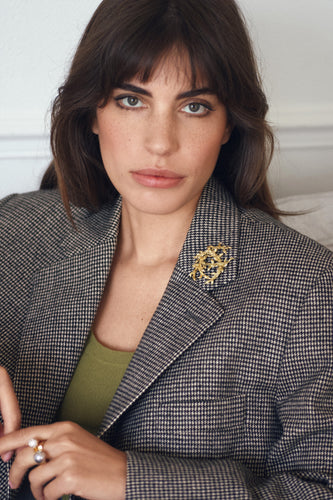Boucles d'oreilles Hermès - Broche clip Feuillage en or jaune 58 Facettes