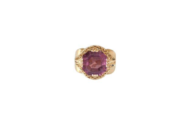 Bague 54 Bague cocktail - Tourmaline rose en or jaune 58 Facettes