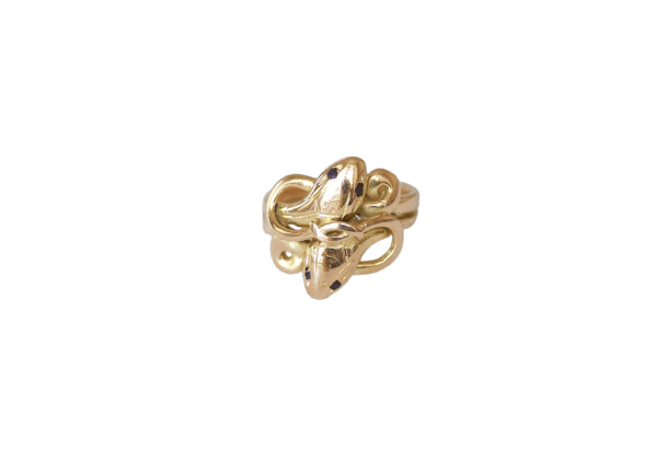 Bague 53 Bague ancienne serpents enroulés en deux ors et rubis 58 Facettes