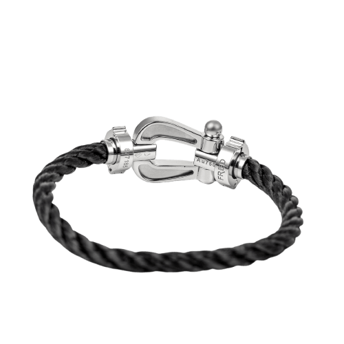 Bracelet FRED Force 10 - Bracelet en or blanc et diamants noirs 58 Facettes 284