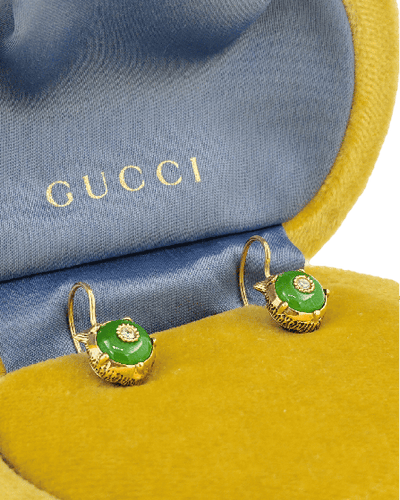 Boucles d'oreilles Gucci Le Marché des Merveilles - Boucles d'oreilles en or jaune, jade et diamants 58 Facettes GUC01