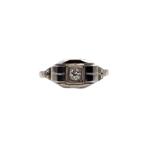 Bague 54.5 Bague tank Art déco en or blanc 18k et spinelle synthétique 58 Facettes A07171