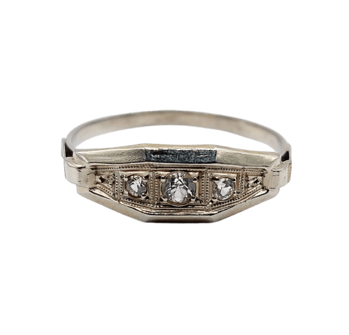 Bague 52 Art déco - Bague en or blanc 18k et spinelles synthétiques 58 Facettes A07172