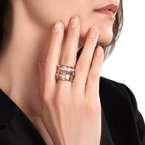 Pomellato Tubolare - Anello in oro giallo, oro bianco e diamanti 