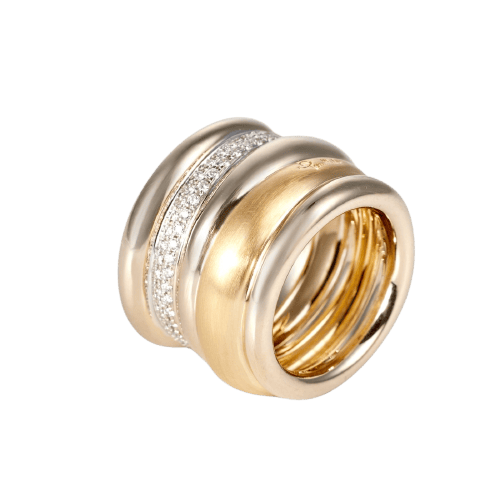Pomellato Tubolare - Anello in oro giallo, oro bianco e diamanti 