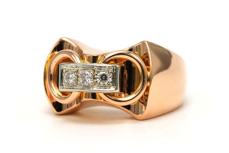 Bague 56 Bague Art déco en or jaune 18 carats et diamants 58 Facettes 23799