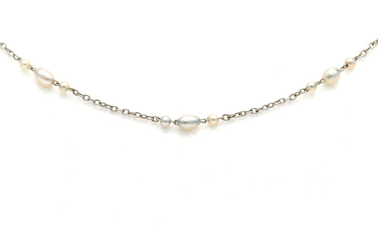 Collier Art Déco - Collier en or blanc 18 carats et perles 58 Facettes B875