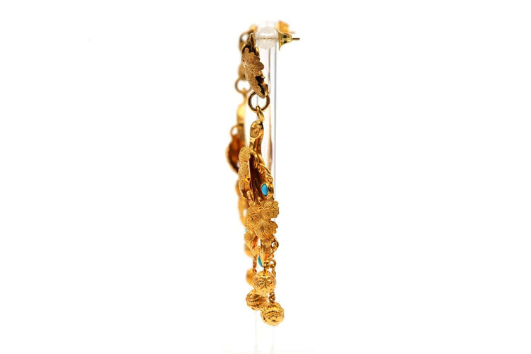 Boucles d'oreilles Napoléon III - Boucles d'oreilles en or jaune et turquoises 58 Facettes B879