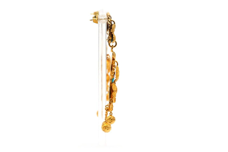 Boucles d'oreilles Napoléon III - Boucles d'oreilles en or jaune et turquoises 58 Facettes B879