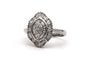 Bague 51 Bague contemporaine en or blanc 18 carats, diamants baguette et brillants 58 Facettes 23825