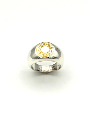 Bague 52 Hermès Clou de selle - Bague en argent et or jaune 58 Facettes HERMES BG