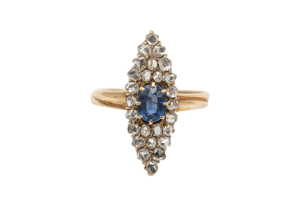 Bague 53 Bague ancienne en or jaune avec saphir et diamants 58 Facettes 10078