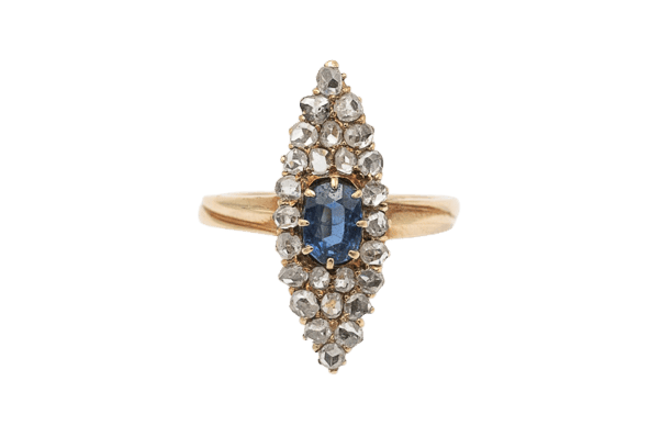 Bague 53 Bague ancienne en or jaune avec saphir et diamants 58 Facettes 10078