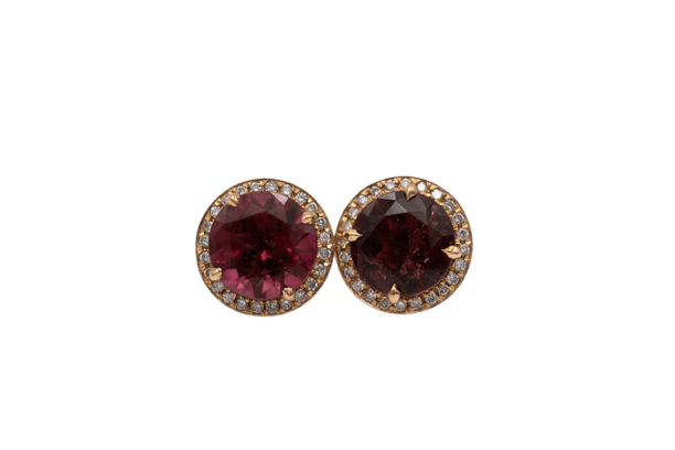 Boucles d'oreilles Boucles d'oreilles en or rose avec tourmalines et diamants 58 Facettes 12189