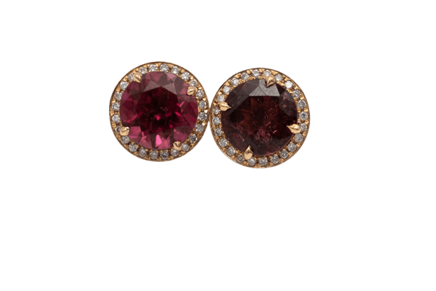 Boucles d'oreilles Boucles d'oreilles en or rose avec tourmalines et diamants 58 Facettes 12189