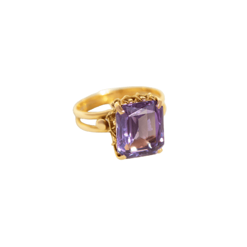 Bague 53 Vintage - Bague en or jaune et améthyste 58 Facettes