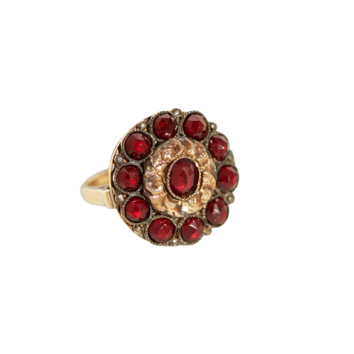Bague 53 Bague ancienne en or jaune et grenats 58 Facettes