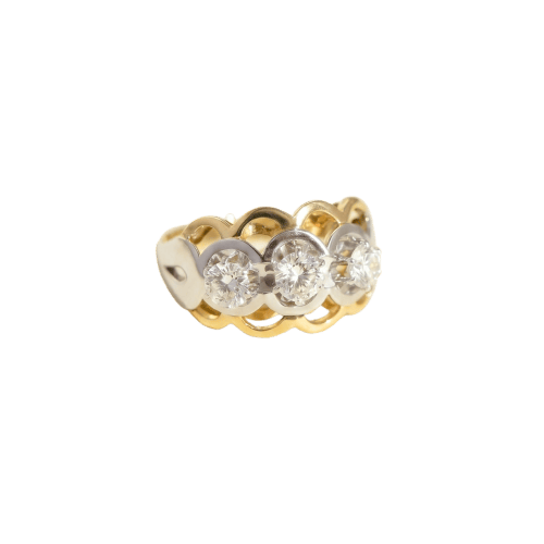 Bague 52 Bague en or jaune et blanc avec diamants 58 Facettes