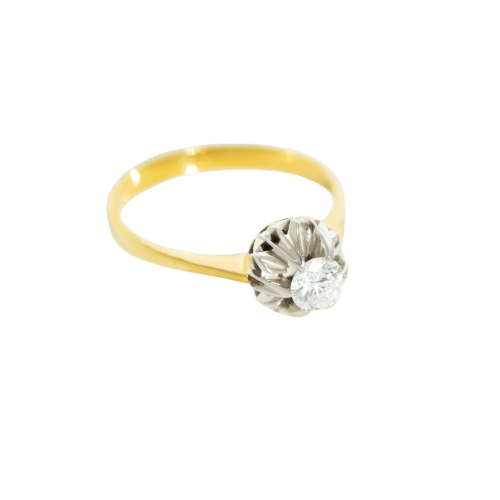 Bague 59 Solitaire - Bague en or jaune et diamant 0,50 ct 58 Facettes