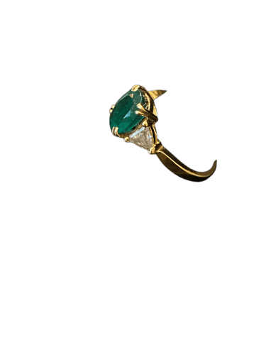 Bague 51 Bague en or jaune, émeraude et diamants 58 Facettes LP247