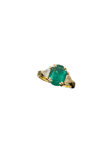 Bague 51 Bague en or jaune, émeraude et diamants 58 Facettes LP247