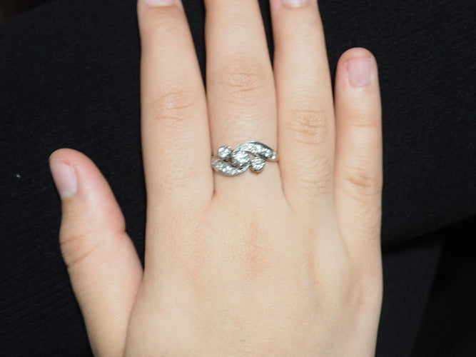 Bague 54 Bague ancienne Art nouveau en or bicolore 18 ct et diamants 58 Facettes 33322
