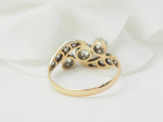 Bague 54 Bague ancienne Art nouveau en or bicolore 18 ct et diamants 58 Facettes 33322