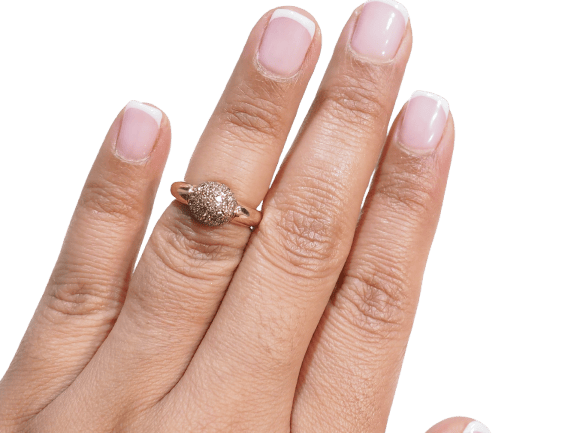 Bague 48 Bague boule en or rose et diamants cognac 58 Facettes 33256