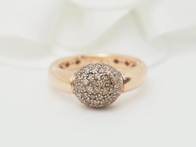 Bague 48 Bague boule en or rose et diamants cognac 58 Facettes 33256
