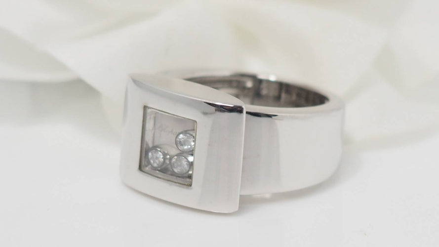 Bague 52 Chopard Happy Diamonds - Bague en or blanc et diamants 58 Facettes 31060