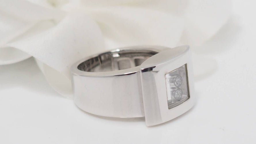 Bague 52 Chopard Happy Diamonds - Bague en or blanc et diamants 58 Facettes 31060